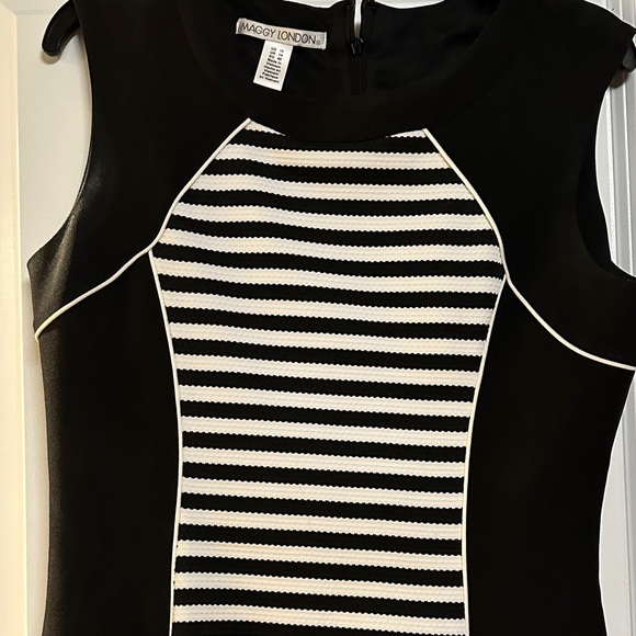 Maggy London Black and White Striped Mini Dress - Picture 3 of 5